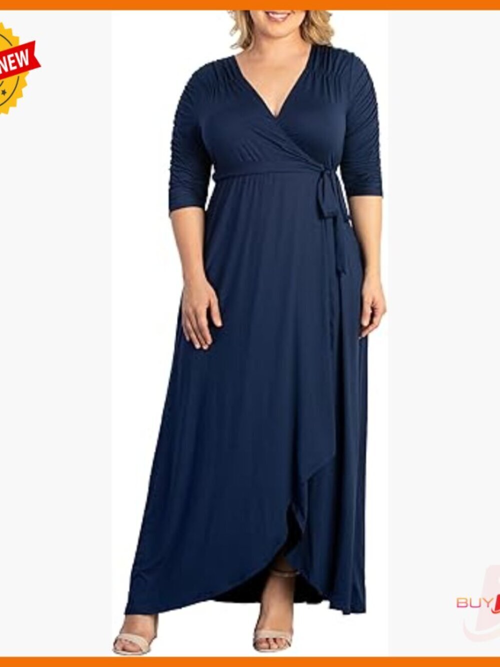 Plus Size Maxi Wrap Dress with High-Low Hemline for Wedding Guest Work Casual